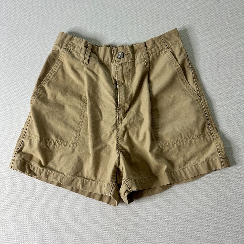 Levi’s Pleated Utility Shorts 26 Tan Khaki High Rise 100% Cotton Gorpcore Safari